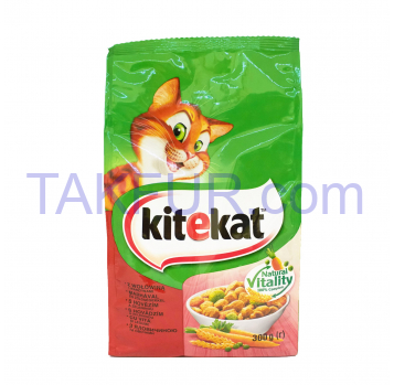 Корм для кошек Kitekat с говядиной и овощами сухой 300г - Фото