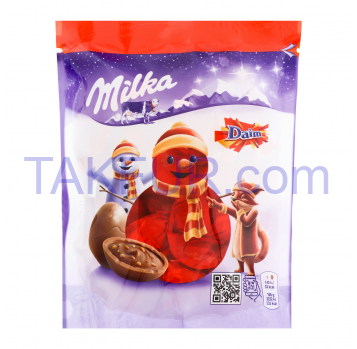 Шоколад Milka Daim с кусочками карамели с миндалем 86г - Фото