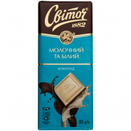 Шоколад Світоч молочный и белый 85г - Фото