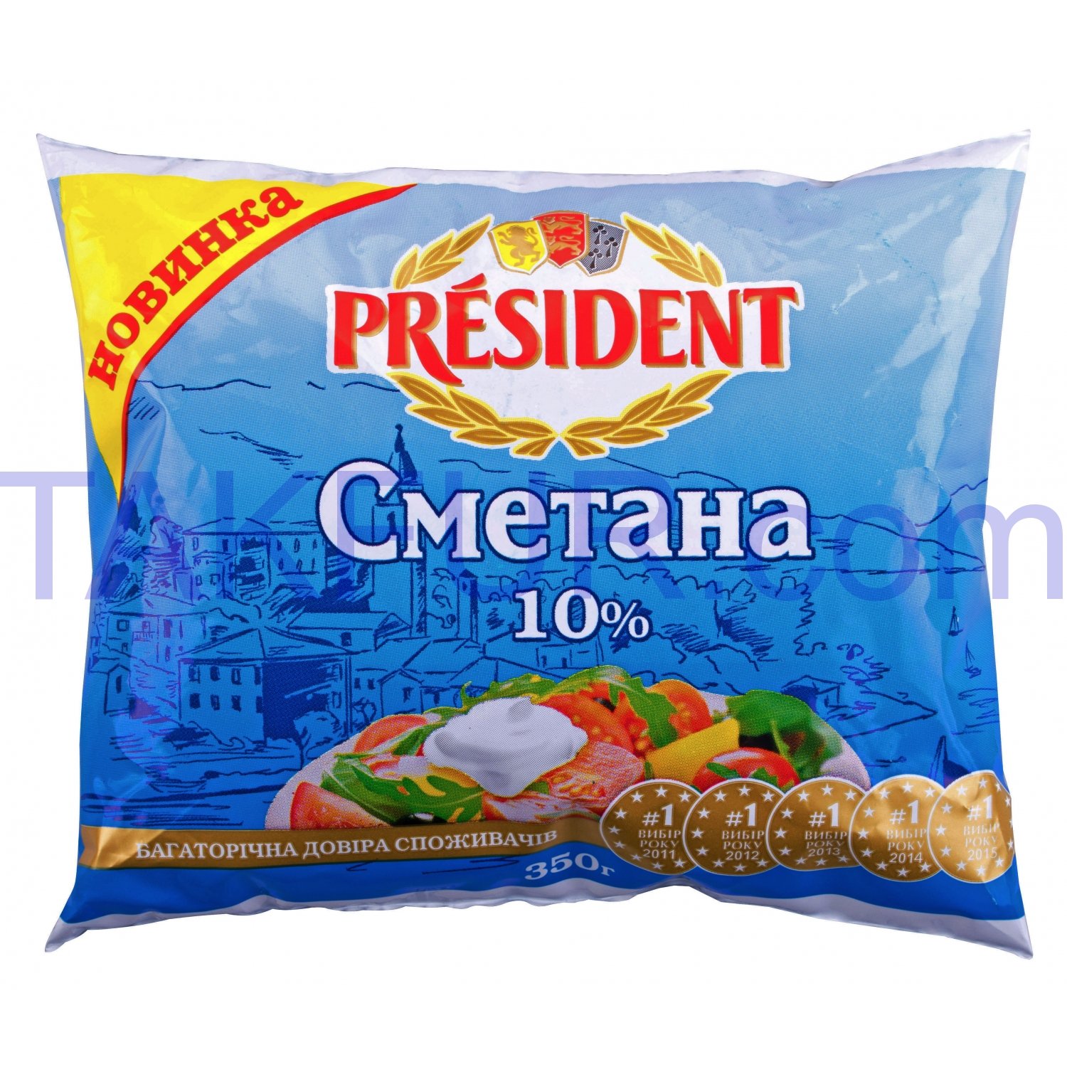 Сметана President 10% 350г купить онлайн с доставкой в офис или на дом ...