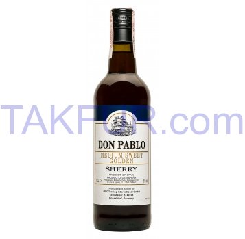 Вино Don Pablo Golden Medium Sweet Херес крепл/бел 15% 0,75л - Фото
