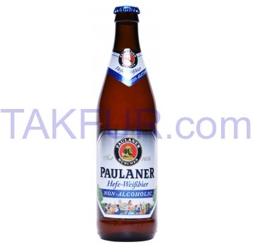 Пиво Paulaner Hefe-Weisbier светлое безалк 0,5% 0,5л - Фото