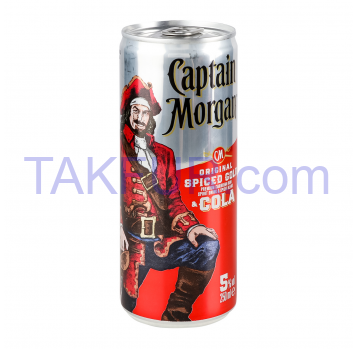 Напиток слабоалкогольный Captain Morgan Rum&Cola газ 0.25л - Фото