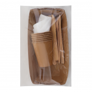 Набор посуды АльфаПак Эко крафт одноразовый на 6 персон 1шт - Фото