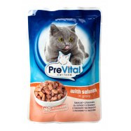 Корм PreVital с лососем для взр/кошек полноценный 100г - Фото