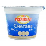 Сметана President 15% 200г - Фото