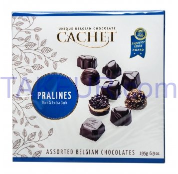 Конфеты Cachet Черный шоколад в ассортименте 195г - Фото