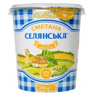 Сметана Селянська 15% 350г - Фото