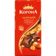 Шоколад Корона черный с целыми лесными орехами 57% какао 90г - Фото