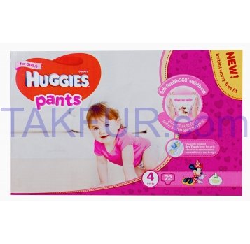 Підгузки-трусики Huggies Pants для дівчат 4розм 9-14кг 72шт - Фото
