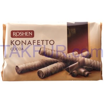 Трубочки вафельные Roshen Konafetto Cocoa с начинкой 156г - Фото