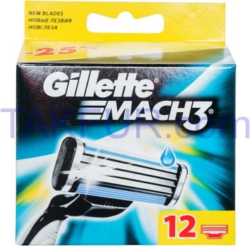 Кассеты для бритья Gillette Mach3 сменные 12шт - Фото