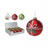 Прикраса новорічна ялинкова у формі кулі 80 мм - Фото