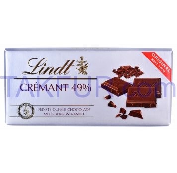 Шоколад Lindt Crémant 49% чёрный 100г - Фото