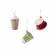 Підвіска Кава скляна в асортименті 8 см - Фото