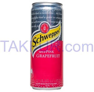 Напиток Schweppes Пинк Грейпфрут безалк сильногаз 330мл ж/б - Фото