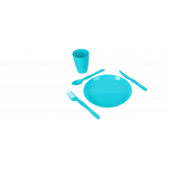 Набір для пікніку: контейнер для зберігання 4500 мл 6 тарілок 6 стаканів 6 виделок 6 ложок 6 ножів - Фото