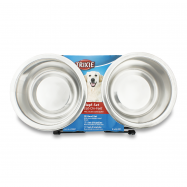 Миска Trixie для собак подвійна на підставці, металева, 12 см, 2*0.45 л - Фото
