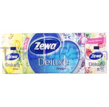 Платочки Zewa Deluxe носовые 3-х слойные 21*21см 10шт/уп - Фото