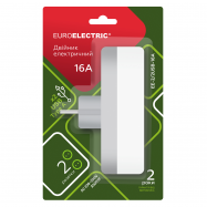 Мережевий двійник із заземленням Euroelectric X2 16A 2хUSB - Фото