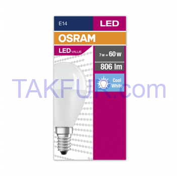 OSRAM ЛАМ LED Р60 E14 8W 4K - Фото
