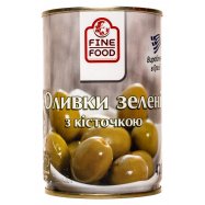 Оливки Fine Food зеленые с косточкой крупные 420г Image - 1