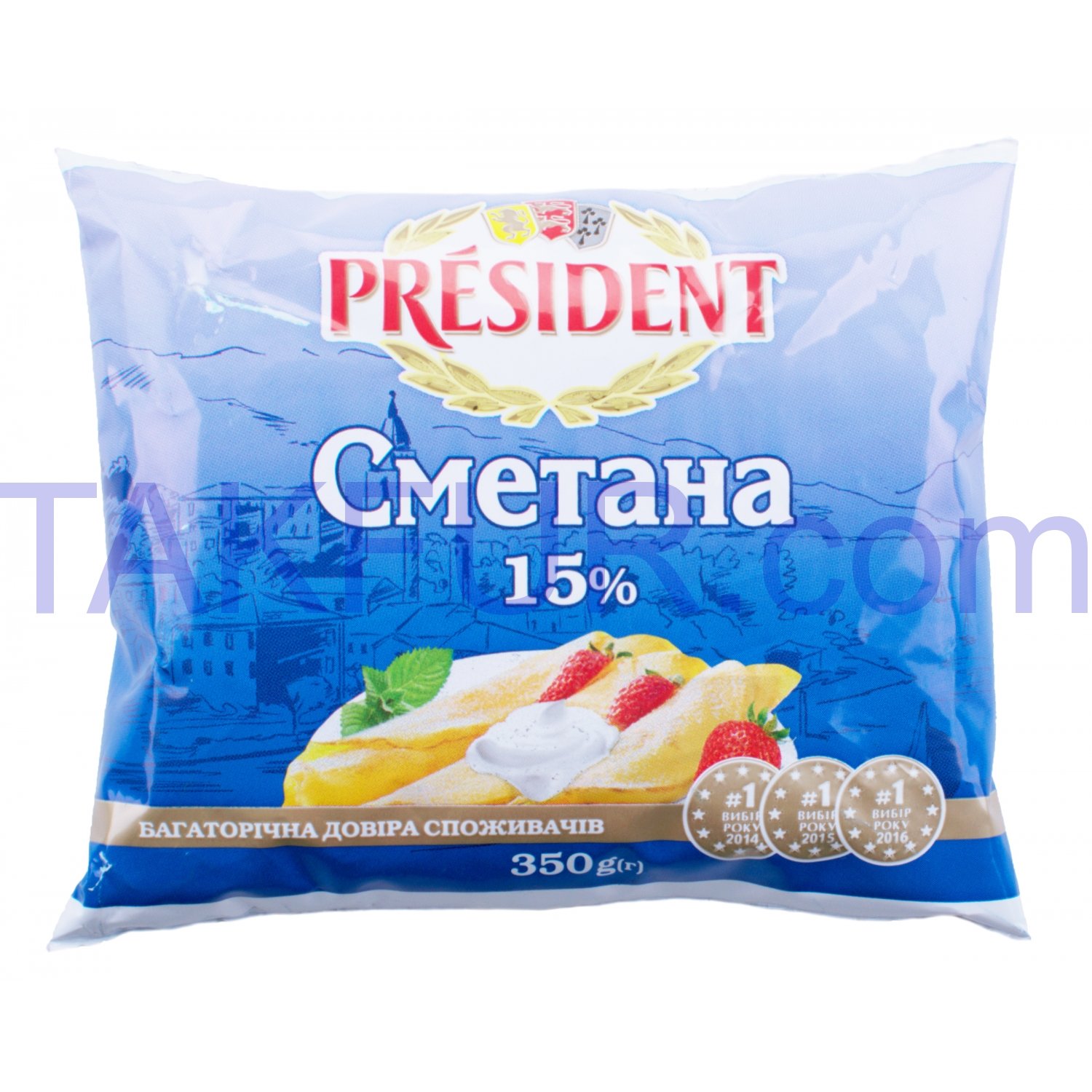 Сметана President 15% 350г купить онлайн с доставкой в офис или на дом ...
