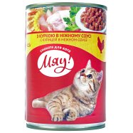 Корм для котів Мяу з куркою в соусі консервований 415г Image - 1