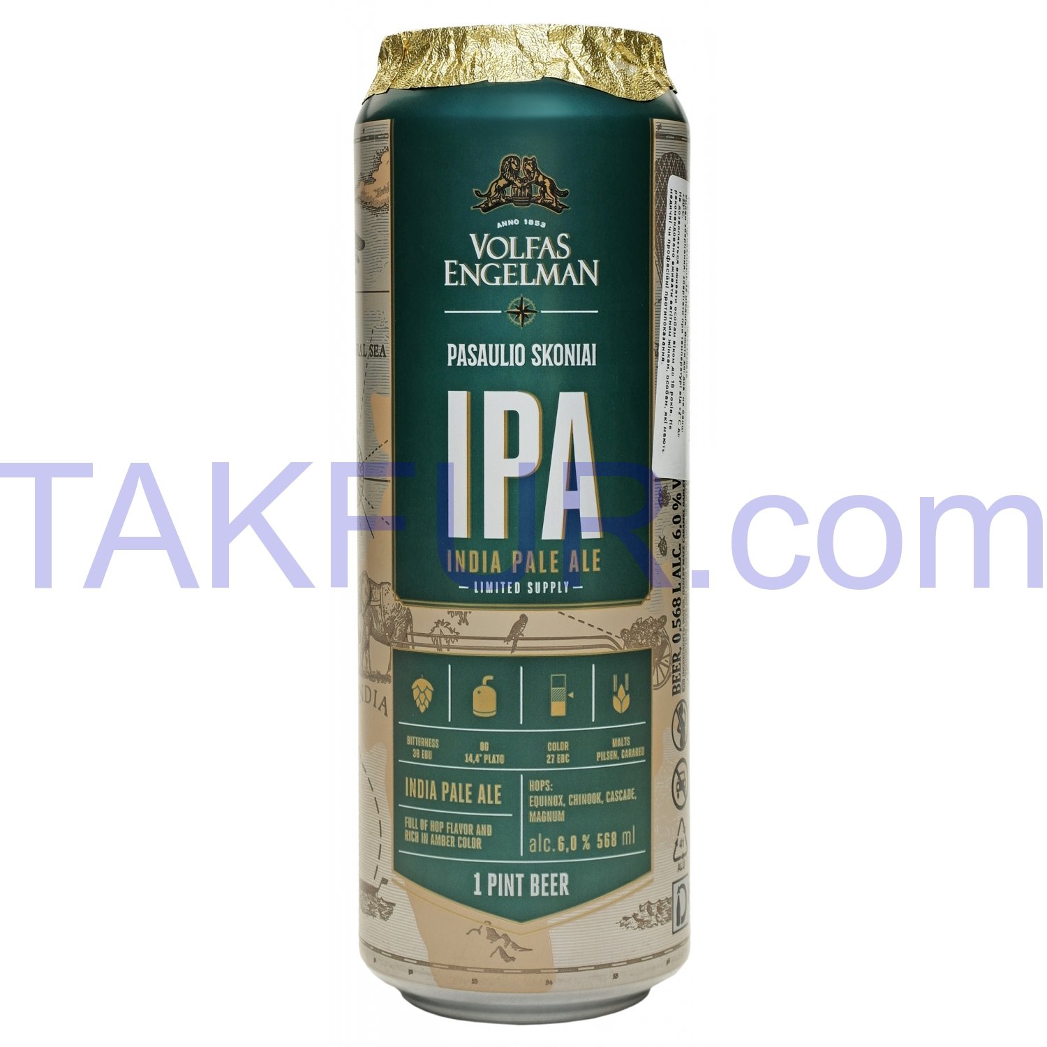 Пиво Volfas Engelman IPA светлое фильтрованное 6% 568мл ж/б купить ...