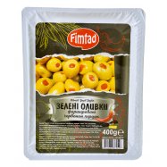 Оливки Fimtad зеленые фаршированные красным перцем 400г Image - 1