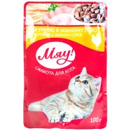 Корм для котів Мяу з куркою в соусі консервований 100г Image - 1